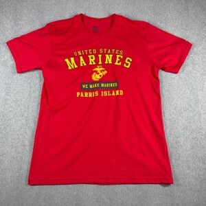 Marines Mv Sport Shirt Mens Large Red Graphic‎ Print Cotton Tee Short Sleeve